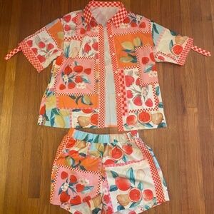 Multicolor 2-Piece Fruit Pattern Set